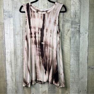 Acemi Size Small A-Line Brown & Tan Tie Dye Sleeveless Mini Dress
